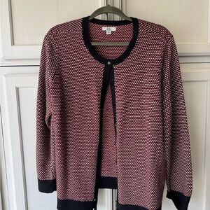 Croft & Barrow Red and Black Patterned Cardigan